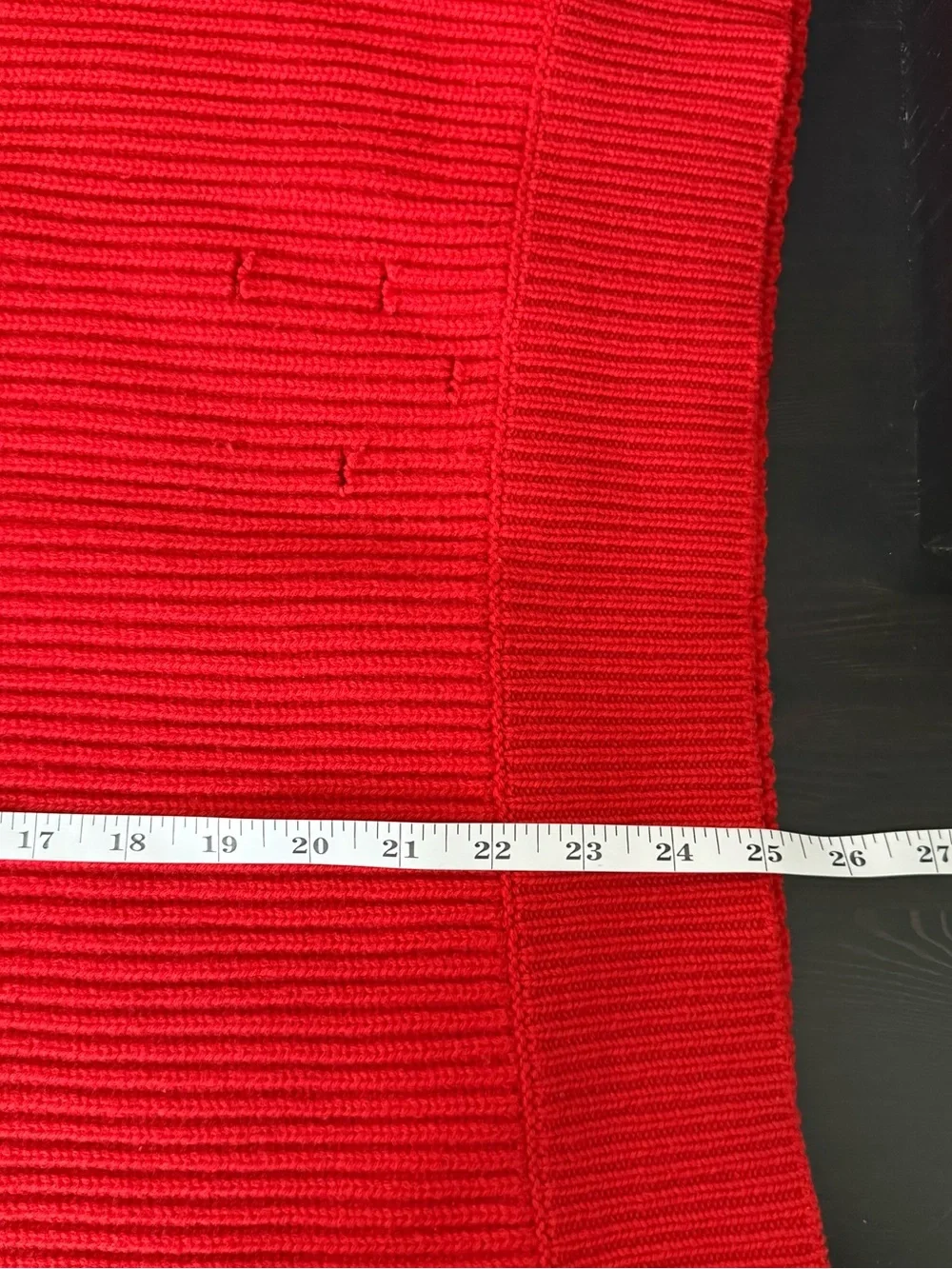 Helmut Lang Sweater Womens Sz S Red Ribbed Distressed V Neck Oversized 100% Wool